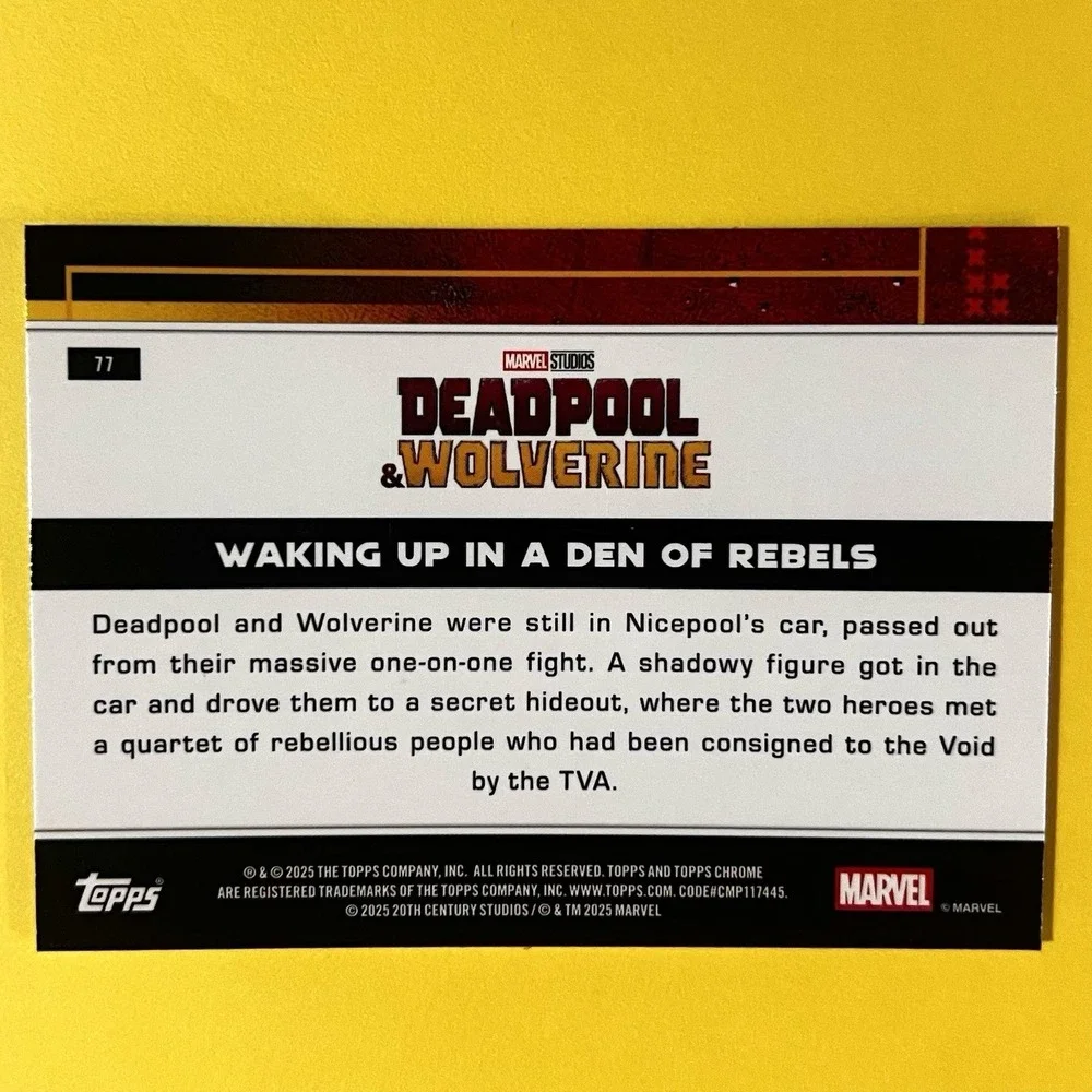 2025 Topps Chrome Marvel Deadpool #77 Waking Up In A Den of‎ Rebels